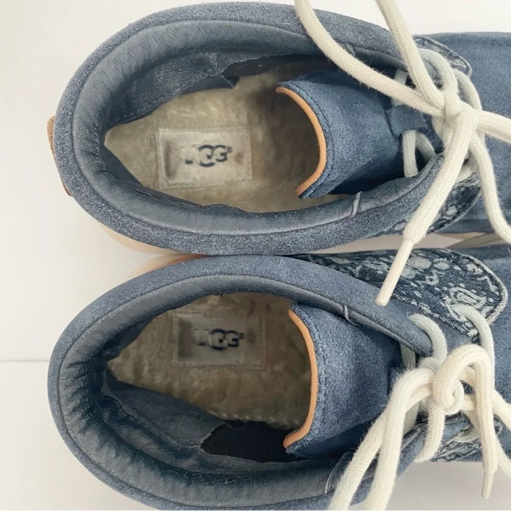 UGG Hulman Bandana Blue Suede Denim Leather Chukka Ankle Sneakers Shoes